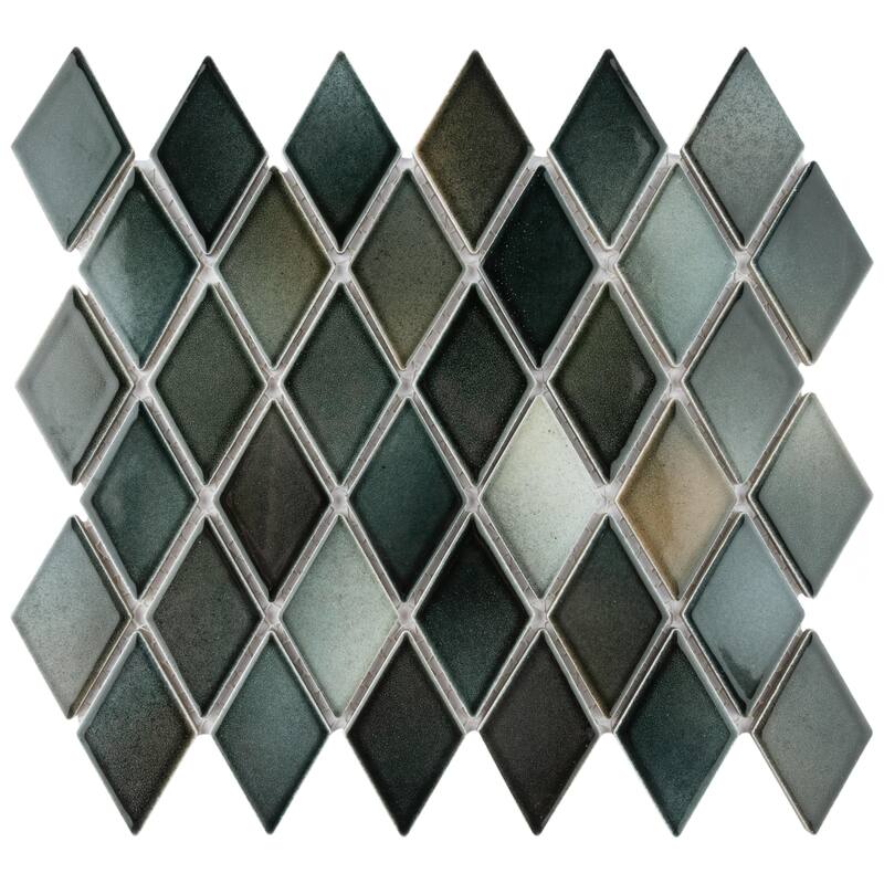 Merola Tile Hudson Kite Stormy Night 10-1/8" x 11-3/4" Porcelain Mosaic Floor and Wall Tile