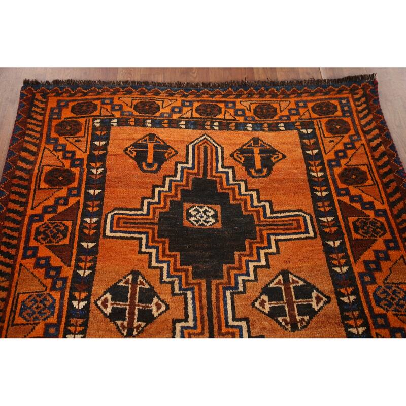 Hand Knotted Oriental 100% Wool Carpet Traditional Tribal Oranges & Rust Lori Area Rug - 7' 4'' X 4' 0''