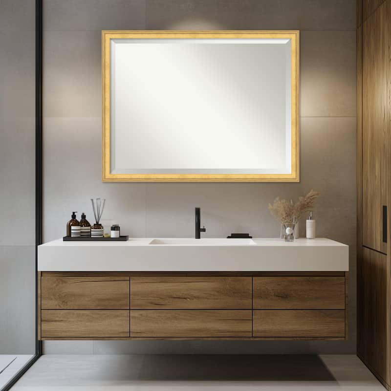 Owen Gold Beveled Wood Framed Bathroom Vanity Wall Mirror - Owen Gold