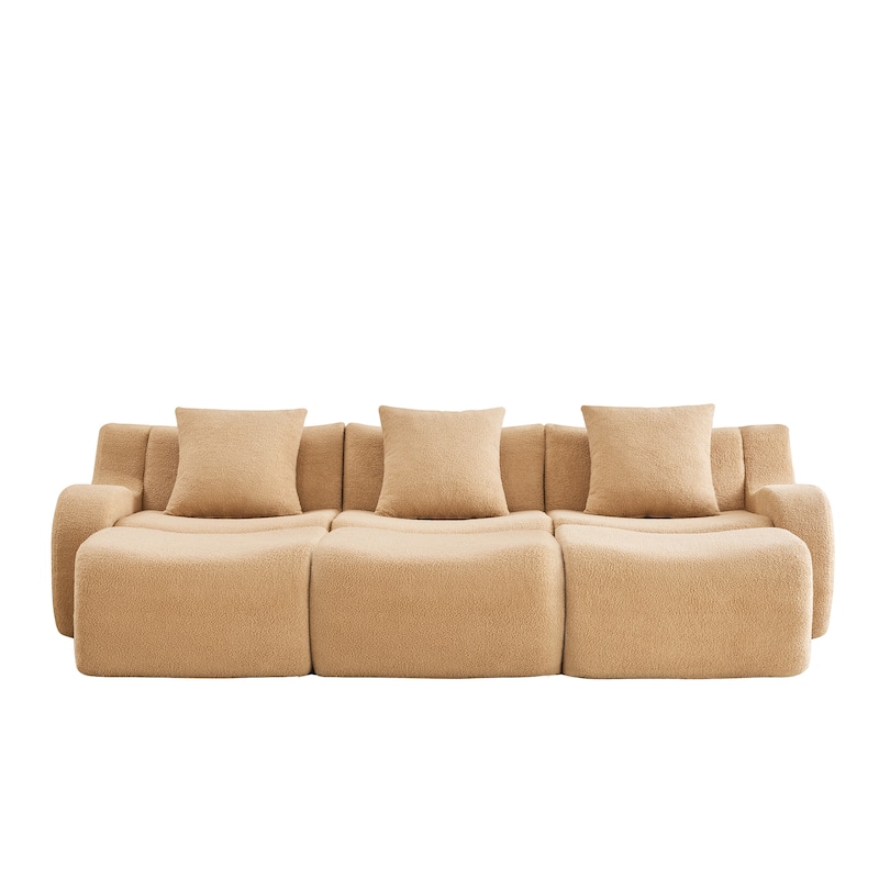GDF Studio - Fairford 3-Seat Modular Sofa With Curved Armrests & Non-Slip Base