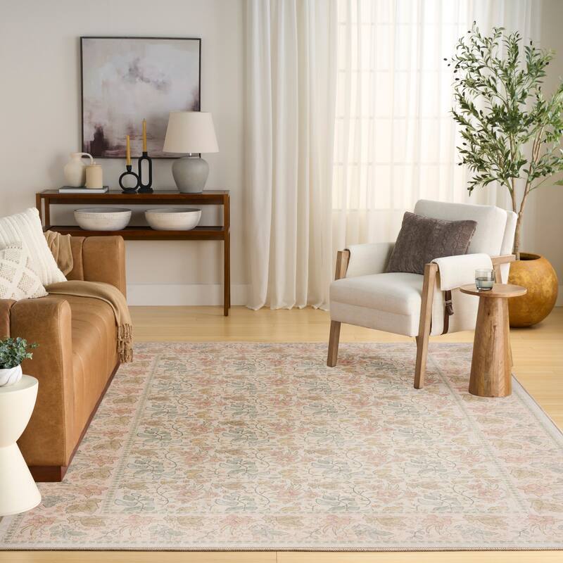 Nourison Botanical Washables Indoor only Textured Floral Area Rug