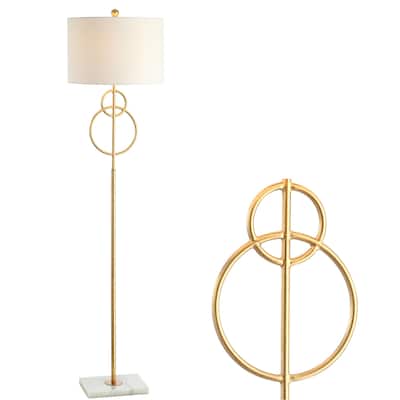 Rita 60" Modern Circle Marble/Metal LED Floor Lamp, Gold by JONATHAN Y