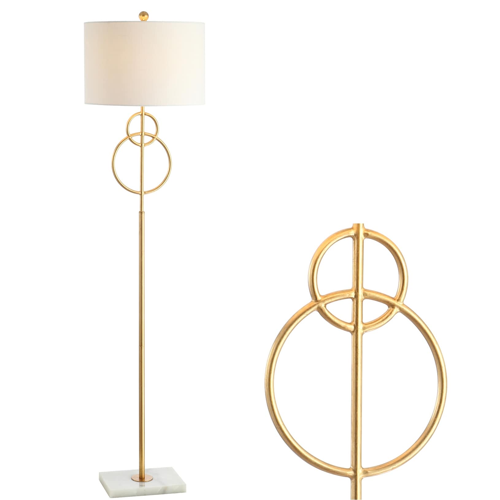 JONATHAN Y Rita 60" Modern Circle Marble/Metal LED Floor Lamp, Gold