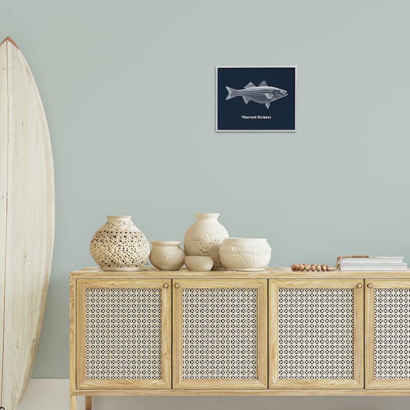 Stupell Vineyard Stripers Fish Framed Giclee Art Design By Phillipa Katz