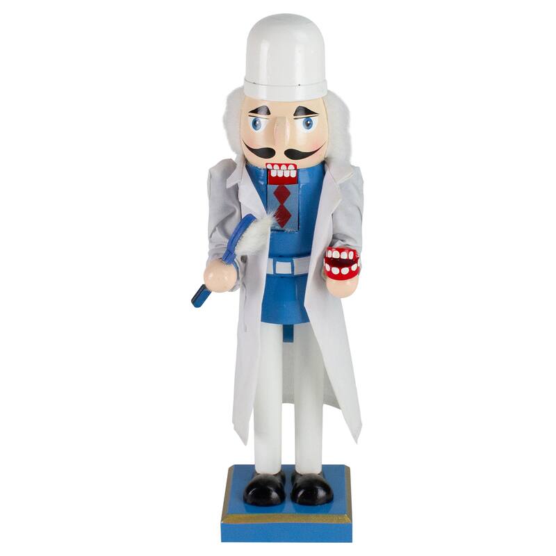 14" Wooden Christmas Nutcracker Dentist with Dentures