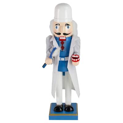 14" Wooden Christmas Nutcracker Dentist with Dentures
