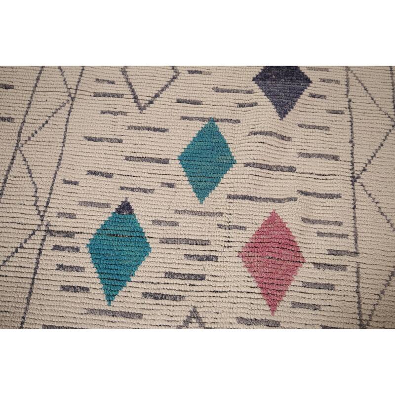 All-Over Geometric Moroccan Oriental Area Rug Handmade Wool Carpet - 8'9"x 13'1"