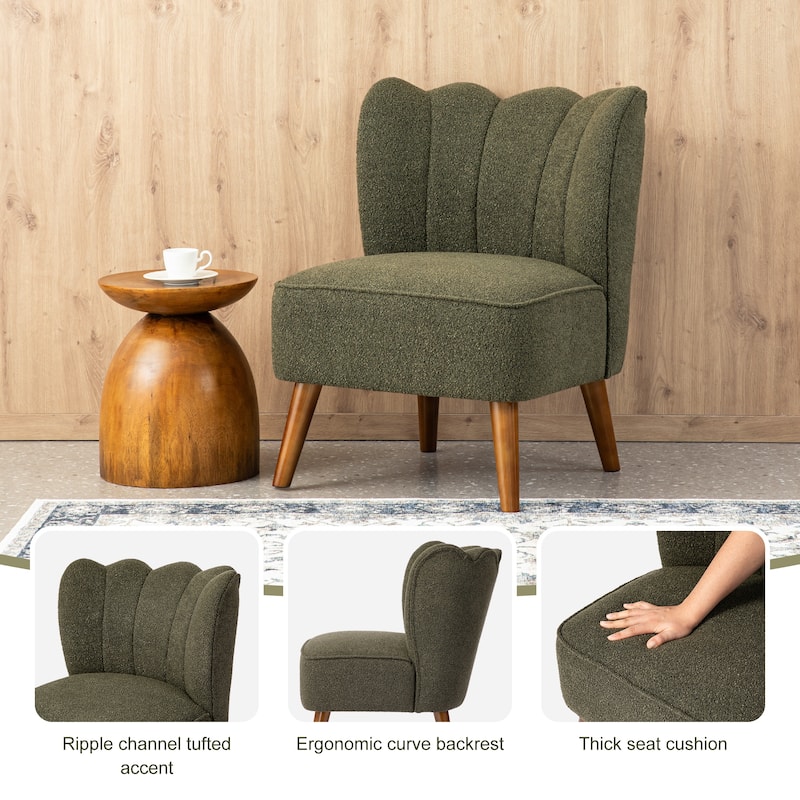 Glitzhome Set of 2 32.75"H Upholstered Tufted Accent Chair with Rubber Wood Legs