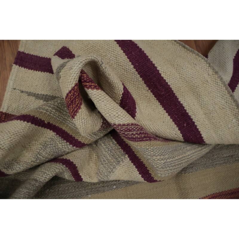 Hand Woven Oriental 100% Wool Carpet Southwestern Tribal Greys & Charcoal Kilim Area Rug - 13' 10'' X 9' 10''