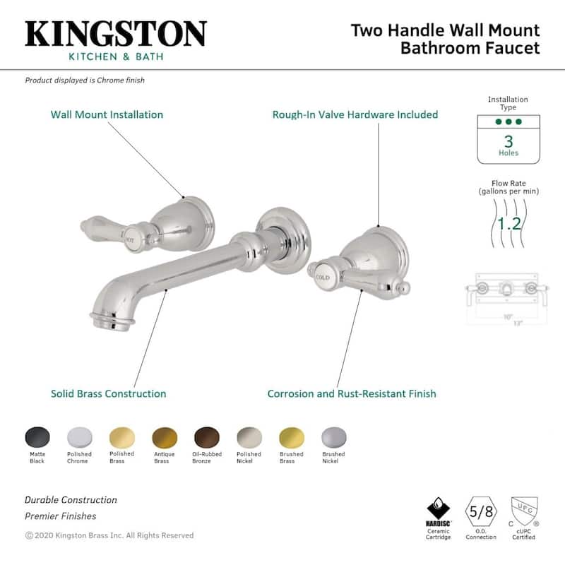 Heirloom Two-Handle 3-Hole Wall Mount Bathroom Faucet