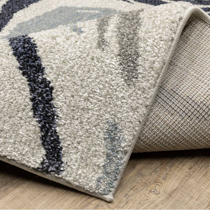 ROW Gemma Contemporary Swirls Blue/Grey Area Rug