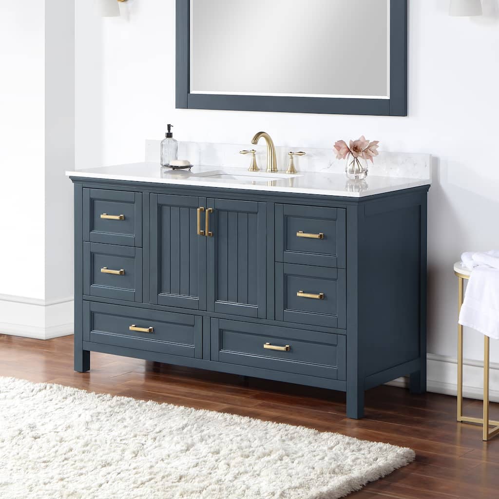 Altair Isla 60" Bathroom Vanity in Classic Blue with Countertop,no Mirror - 60 in.