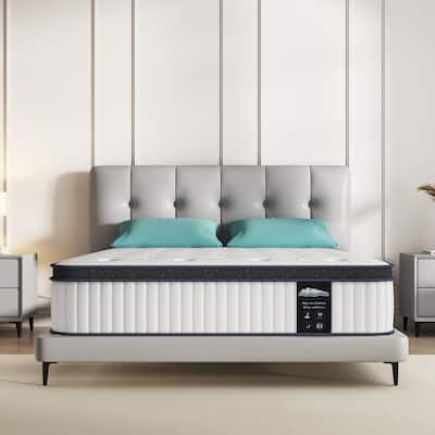 10 Inch Hybrid Mattress, Memory Foam Pocket Spring Mattress,Mideum Comfort,Twin,Full, Queen Mattress - White