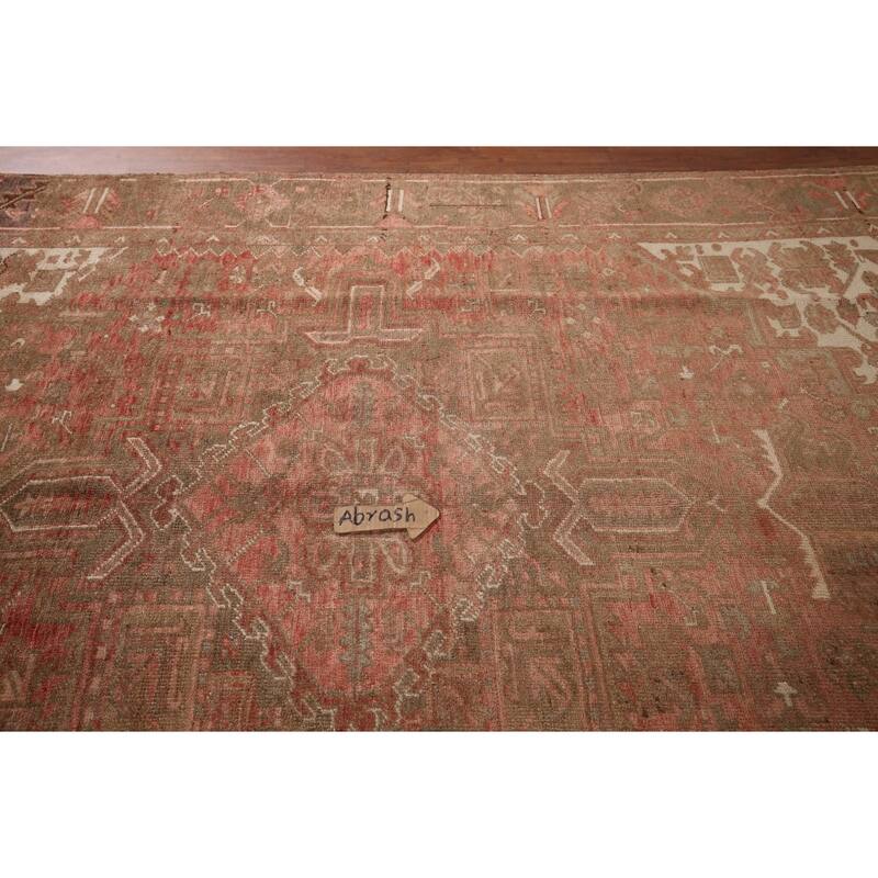 Geometric / Medallion Heriz Persian Vintage Rug Handmade Wool Carpet - 7'2"x 10'8"