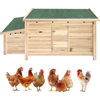 57.6'' Wooden Chicken Coop Hen House with 2 Nesting Box, Poultry Cage Rabbit Hutch