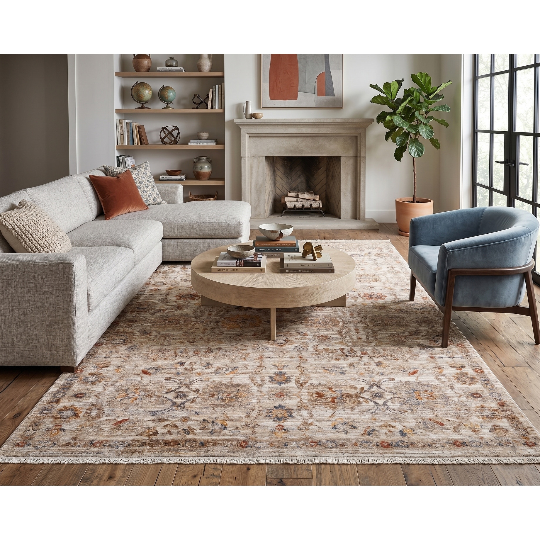 Albany Vintage Power-Loom Ivory Area/Runner Rug