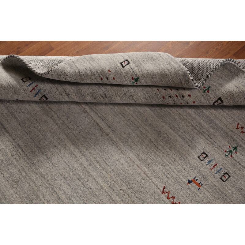 Gabbeh Indian Area Rug Hand-Knotted Grey Tribal Wool Carpet - 5'0" x 7'9"