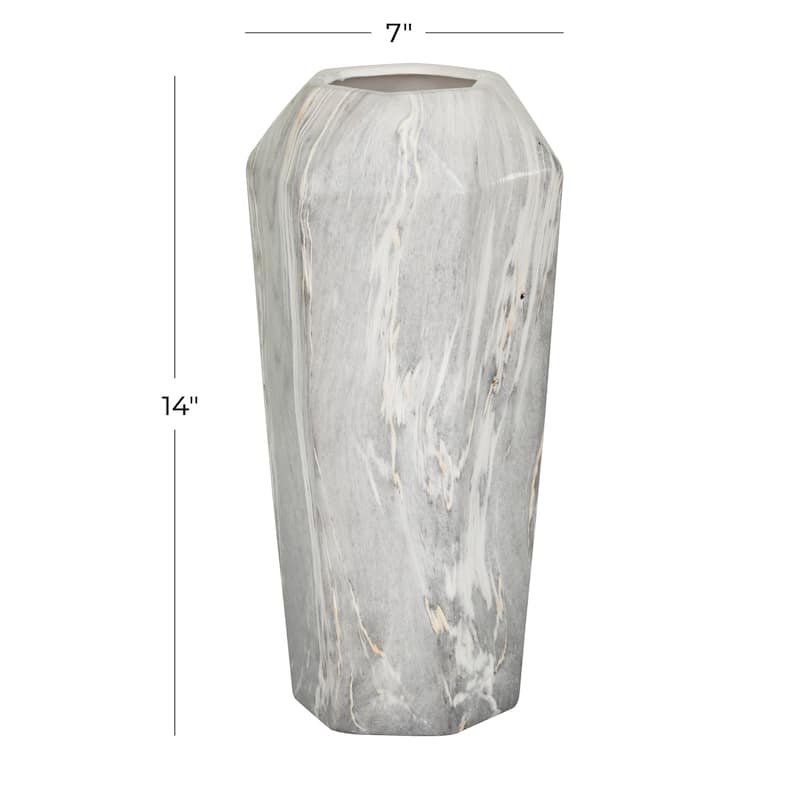 Black Ceramic Faux Marble Decorative Vase