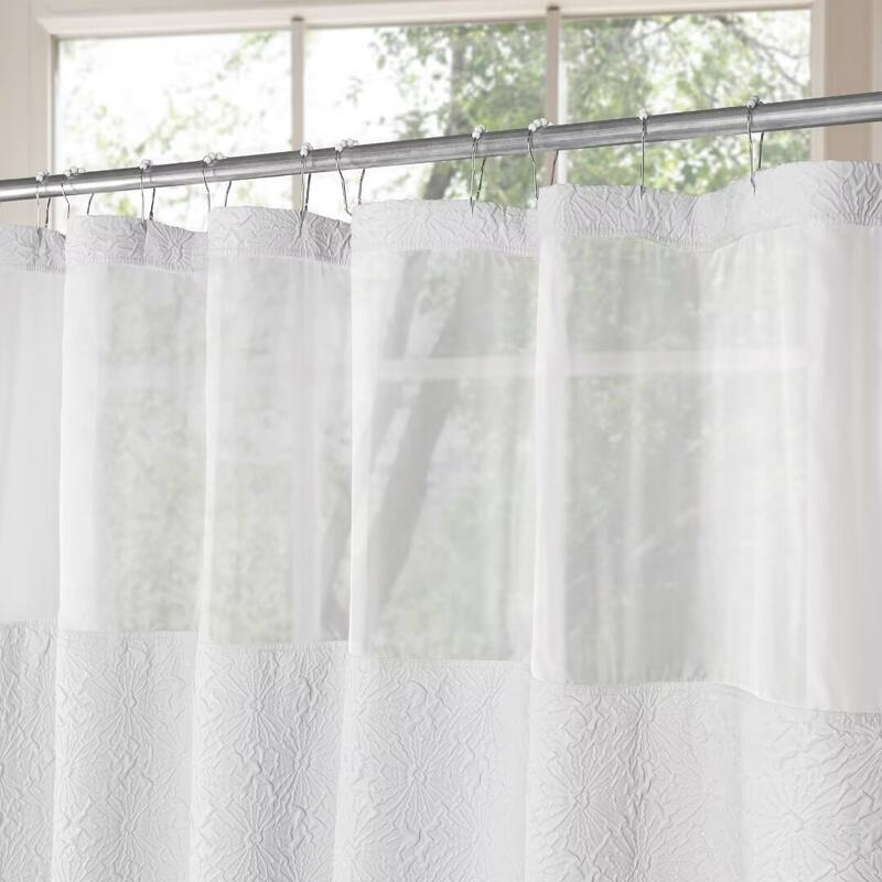 Starburst Crinkle Shower Curtain with Snap-in Liner 12 Hooks Included
