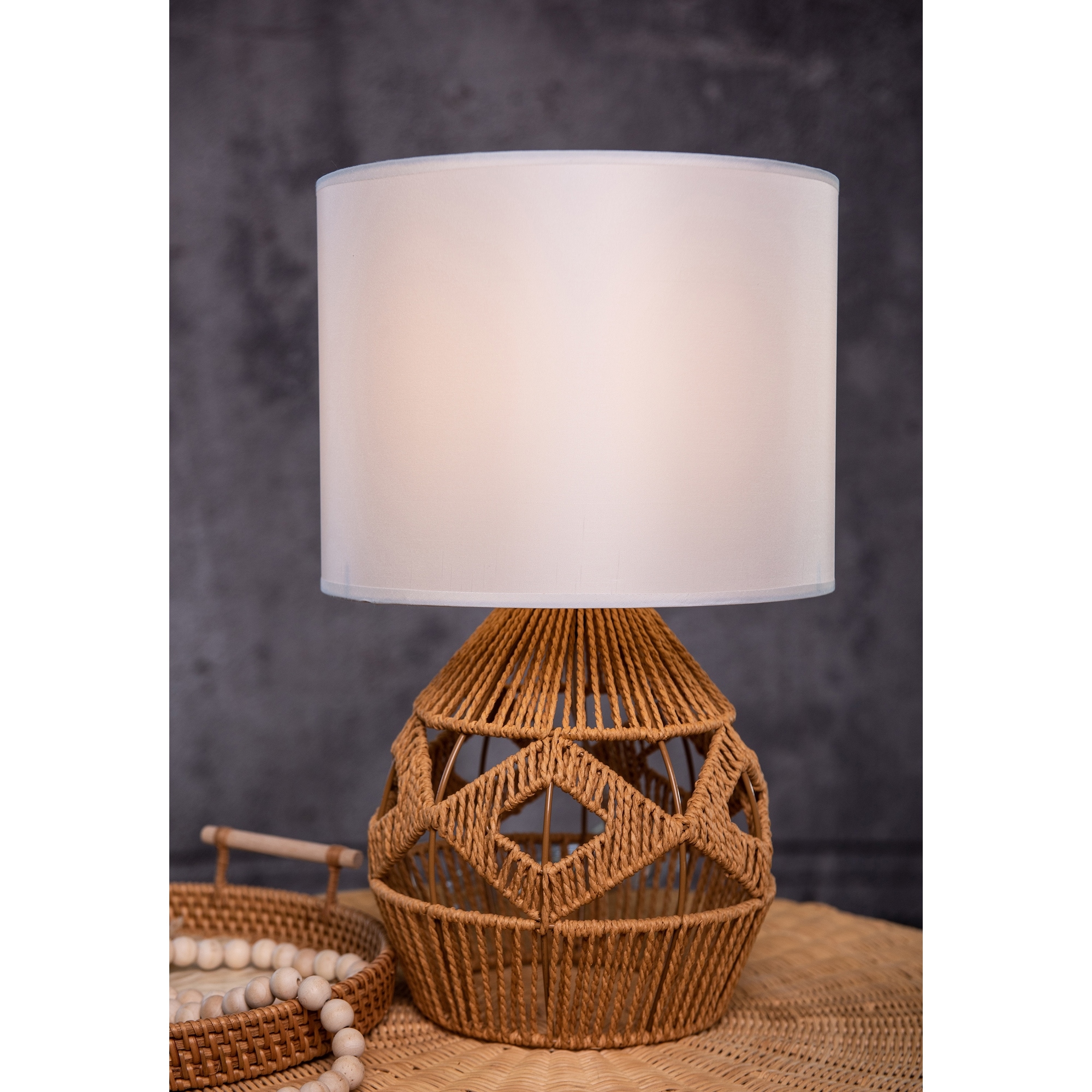Coastal Rattan Table Lamp Natural 17 Tall