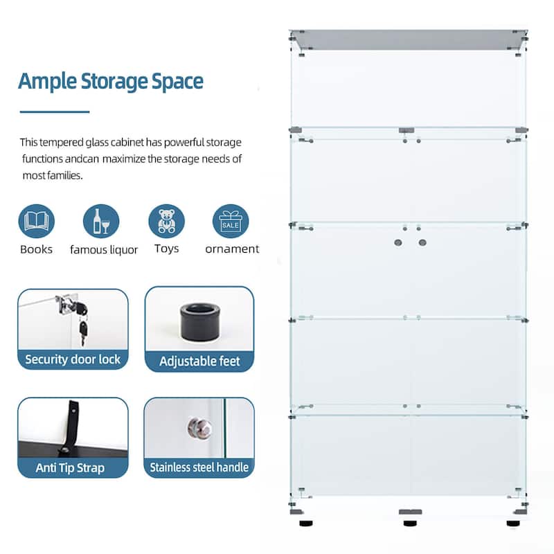 Tempered Glass Display Cabinet,Liquorcabinet,Storagecabinet,Filecabinet,With Paipai Lights,With Locks
