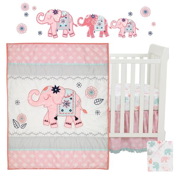 Shop Lambs Ivy Boho Elephant Pink Gray White Nursery 5 Piece