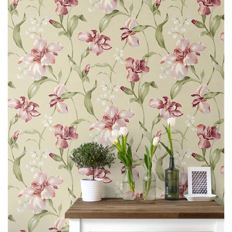Seabrook Designs Harland Floral Unpasted Wallpaper