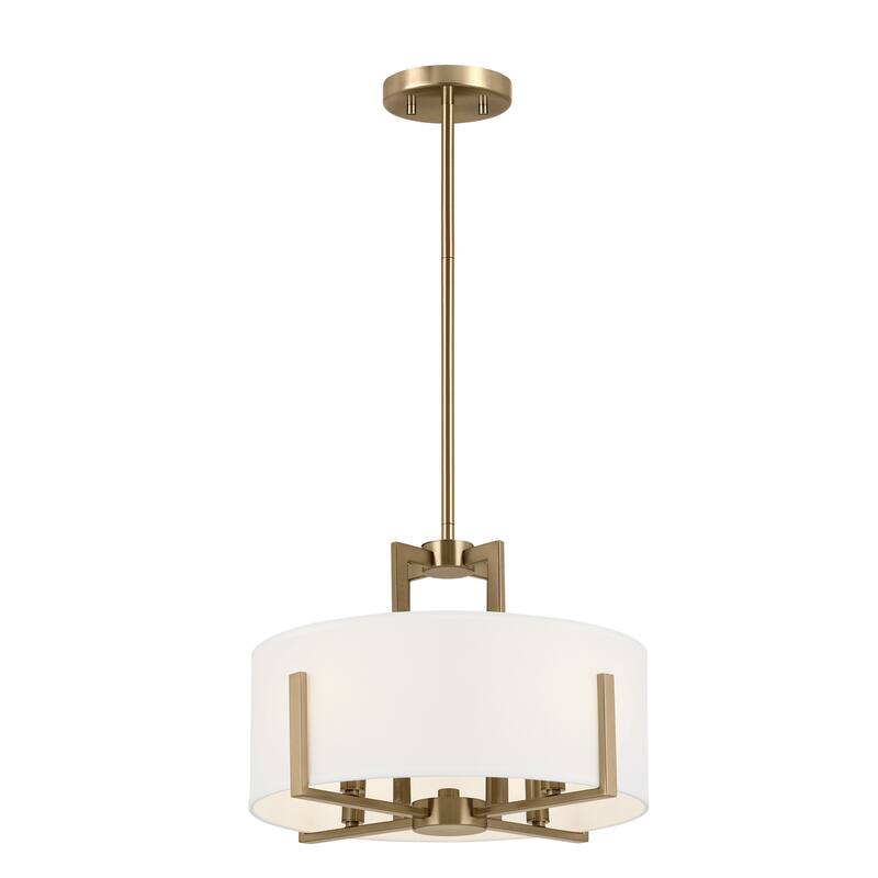 Kichler Lighting Malen 15.5 in. 4-Light Champagne Bronze Convertible Semi-Flush Mount Light with Fabric Shade