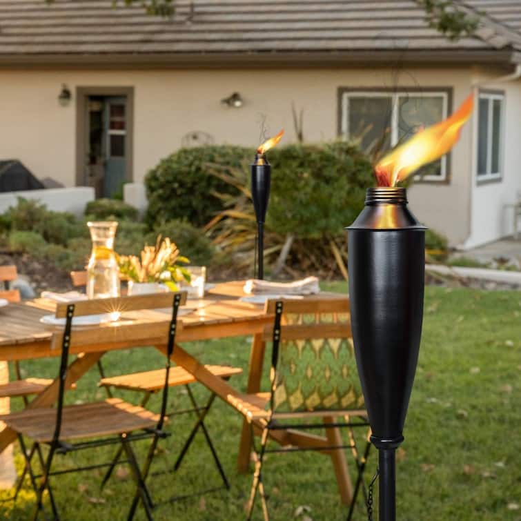 Deco Home Set of 4 Garden Tiki Torch Citronella Metal Outdoor Torch - 60inch