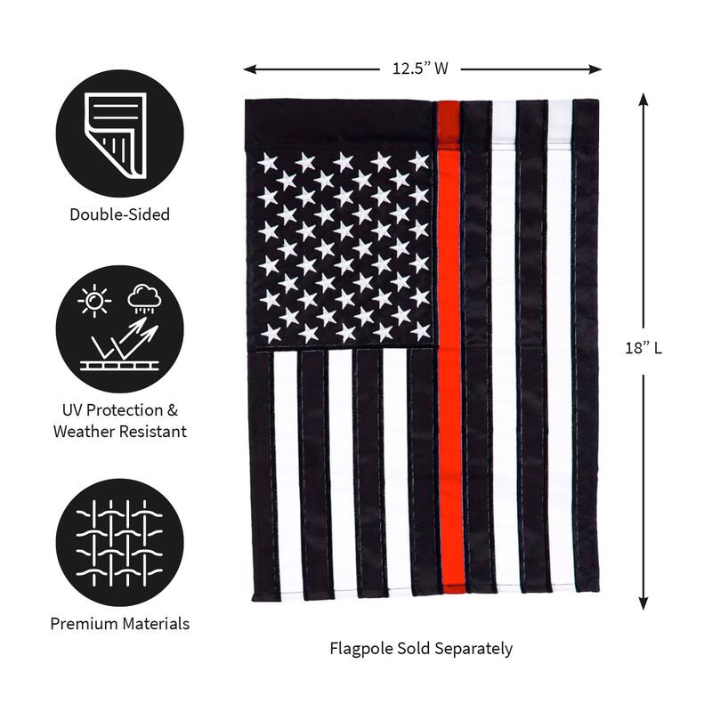 12.5 in. x 18 in. Thin Red Line Garden Applique Flag