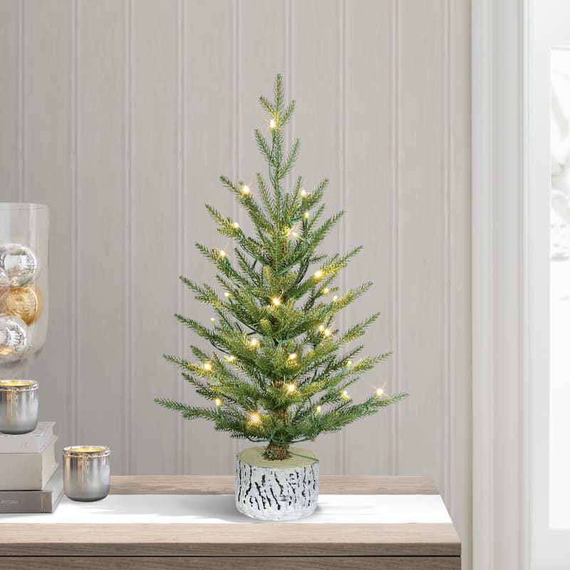 Puleo International 2' Pre-Lit Artificial Green Potted Arctic Fir Tree