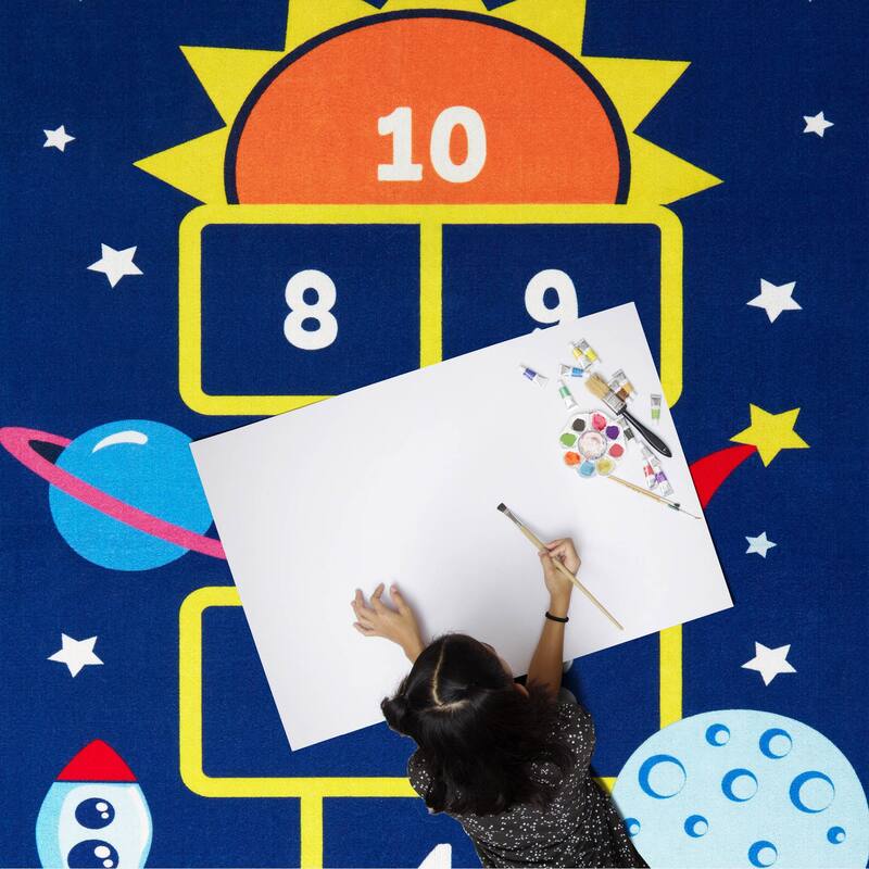 Everwash Imagine Hopscotch Space Kid's Washable Area Rug