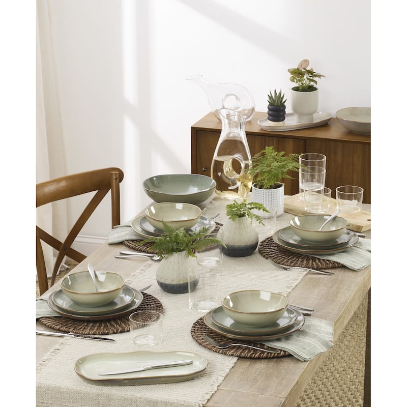 Oneida Organic Shades 2-Piece Serving Set, Bowl & Tray Set - Bowl: 9.84" x 9.72" Tray: 12.99" x 6.69"