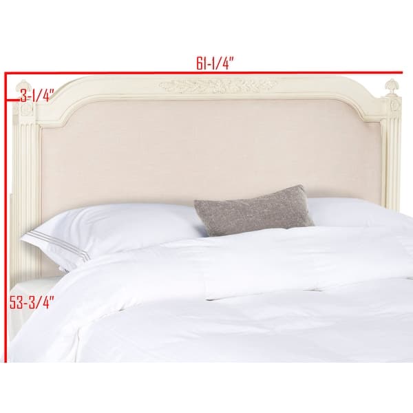 SAFAVIEH Bedding Rustic Wood Beige Linen Queen Headboard - Beige / Antique Beige