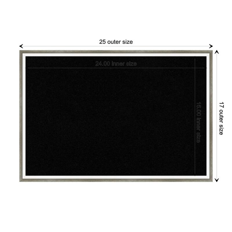 Lucie Wood Framed Black Corkboard Bulletin Board - Lucie Silver White - Board Size 24x16