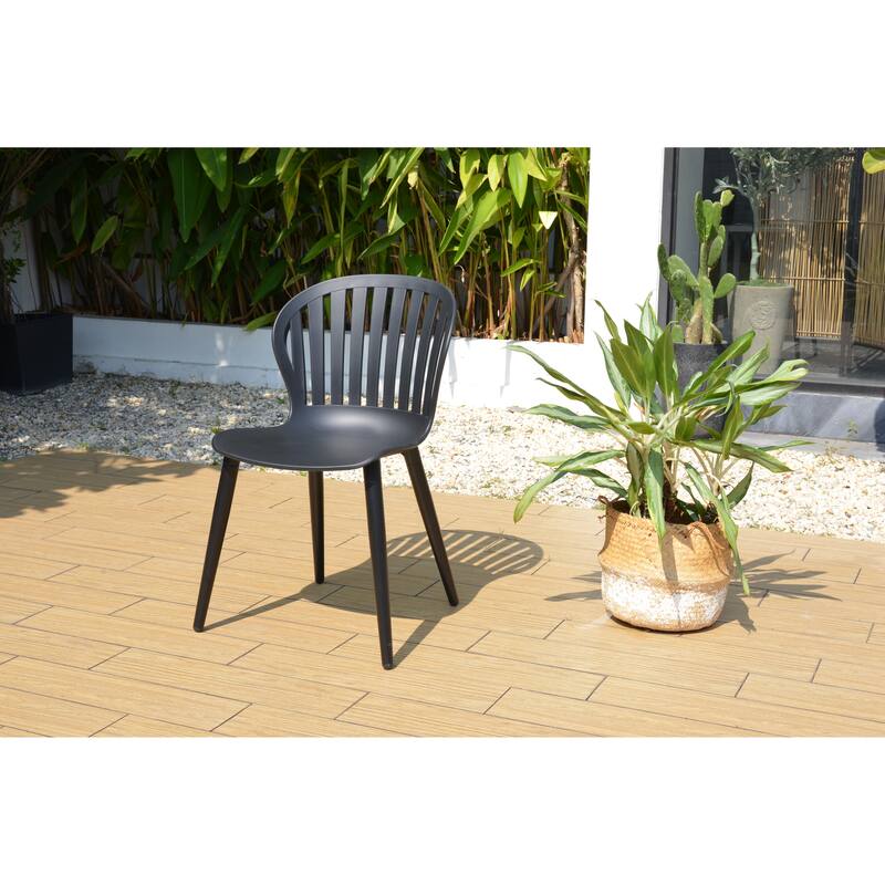Amazonia Petherson Aluminum Outdoor Patio Dining Set - Black Chairs