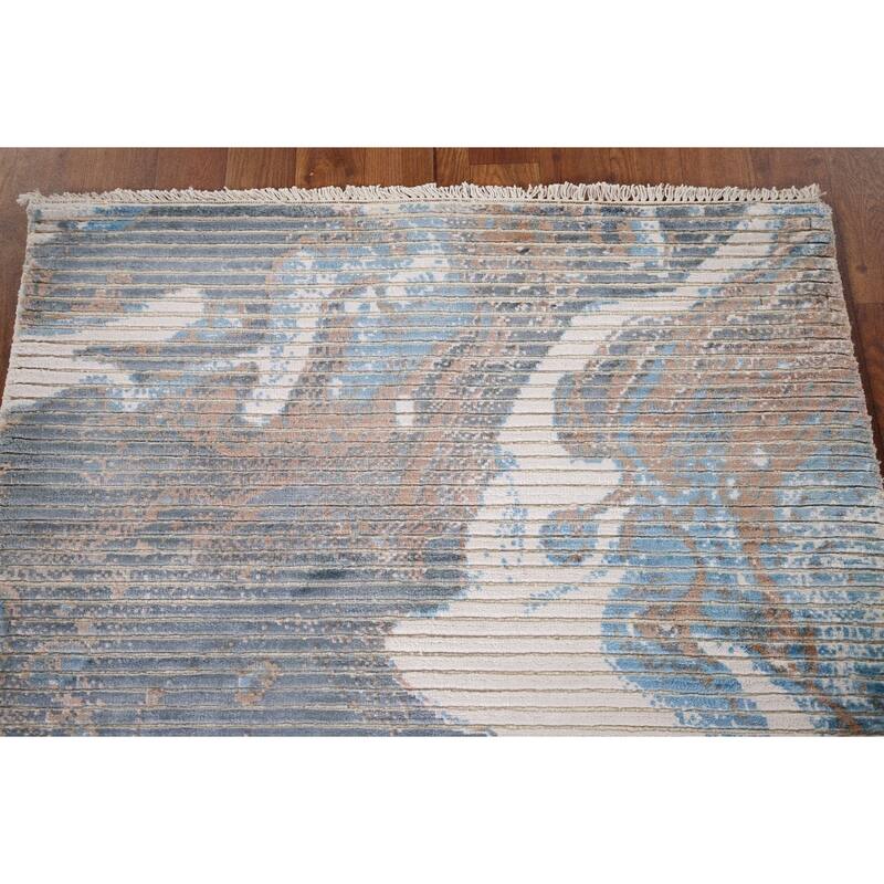 Abstract Oriental Accent Rug Handmade Wool Carpet - 3'0" x 5'1"