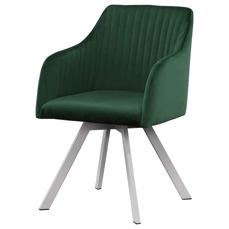Silver/Green Fabric Upholstered Metal Frame Dining Chair, Sturdy Dining Chair for Dining Rooms - 22.75
