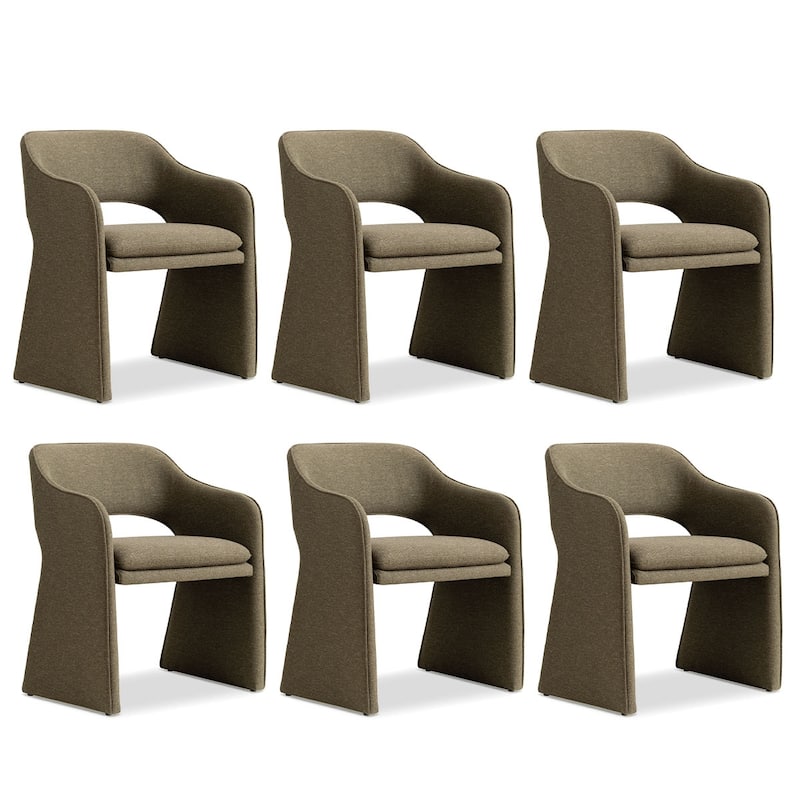 Upholstered Dining Chairs Set of 6, Open-Back Design, Performance Fabric Seats