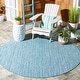 preview thumbnail 75 of 191, SAFAVIEH Courtyard Carolann Indoor/ Outdoor Waterproof Patio Backyard Rug 4' Round - Aqua/Grey