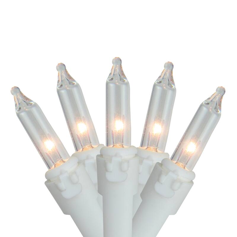 300 Clear Mini Icicle Christmas Lights - White Wire