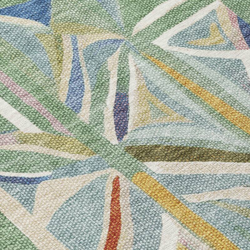 Machine Washable Indoor/ Outdoor Modern Mosaic Chantille Rug