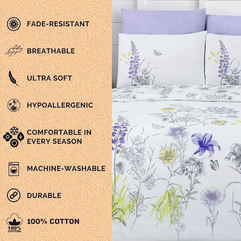 Organic-Club Blossom Cotton Duvet Cover Set of 3