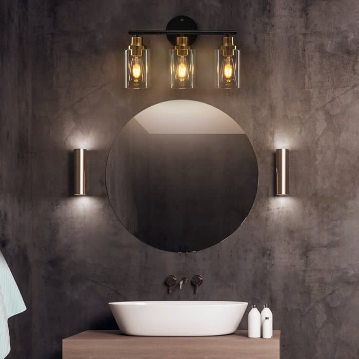 CO-Z 3-Light Gold Black Vanity Light - 15.7x10.8x7