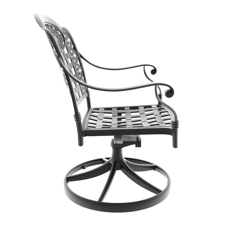 Black Swivel Aluminum Patio Outdoor Dining Chair (4-Pack)