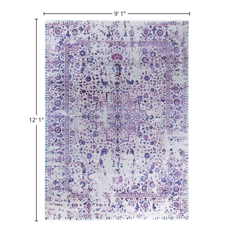 Ikat One-of-a-Kind Hand-Knotted Area Rug, Gray - 9' 1" x 12' 1"