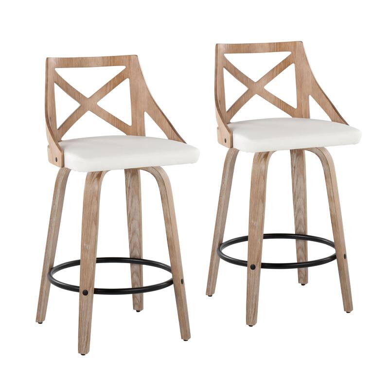 The Gray Barn Charlotte 26" Fixed-Height Counter Stool with Bent Wood Legs (Set of 2)