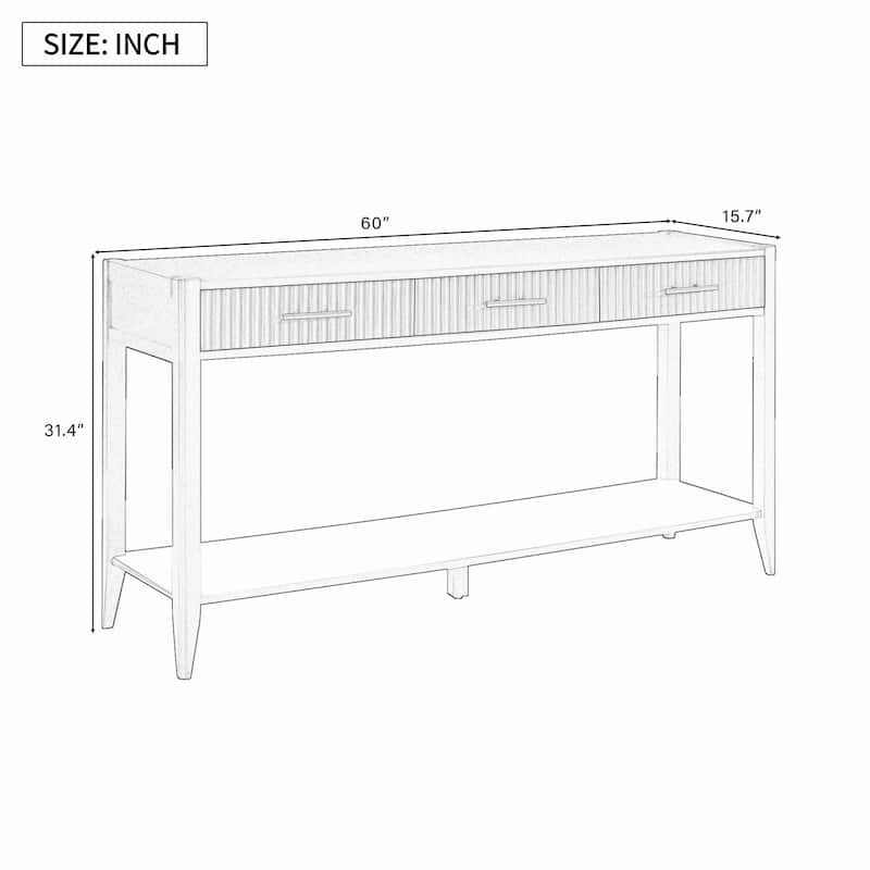 High-Quality Entryway Console Table with Vertical Stripe Drawers
