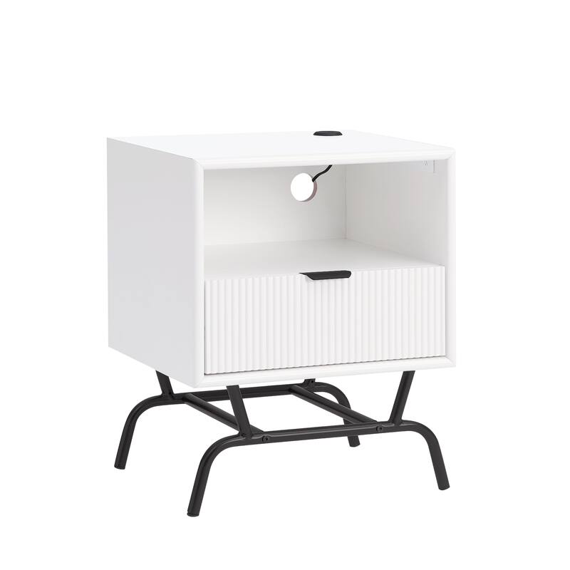 DH BASIC Modern 18-inch 1-Drawer Coffee Table with USB Ports by Denhour