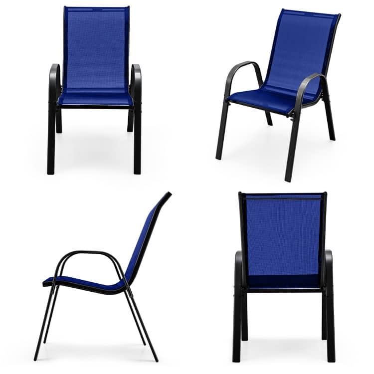 4 Pieces Stackable Patio Dining Chairs Set with Armrest - 29" x 21.5" x 35.5" (L x W x H)